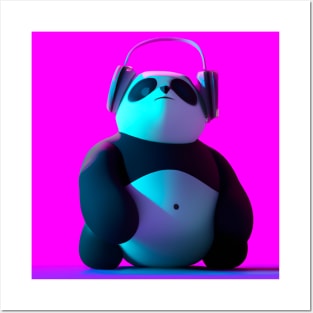 Asocial Synthwave Panda (Violet) Posters and Art